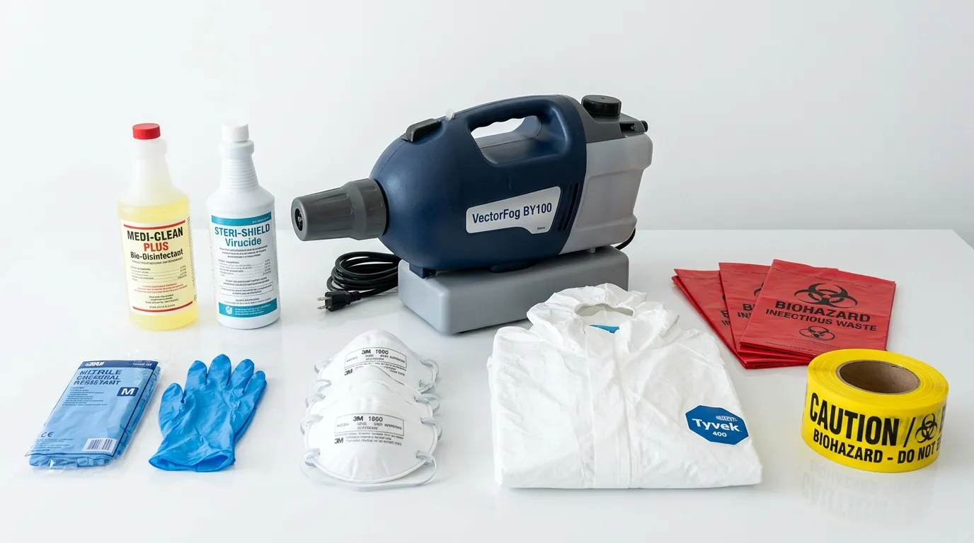 Professional biohazard remediation crew working in Plymouth